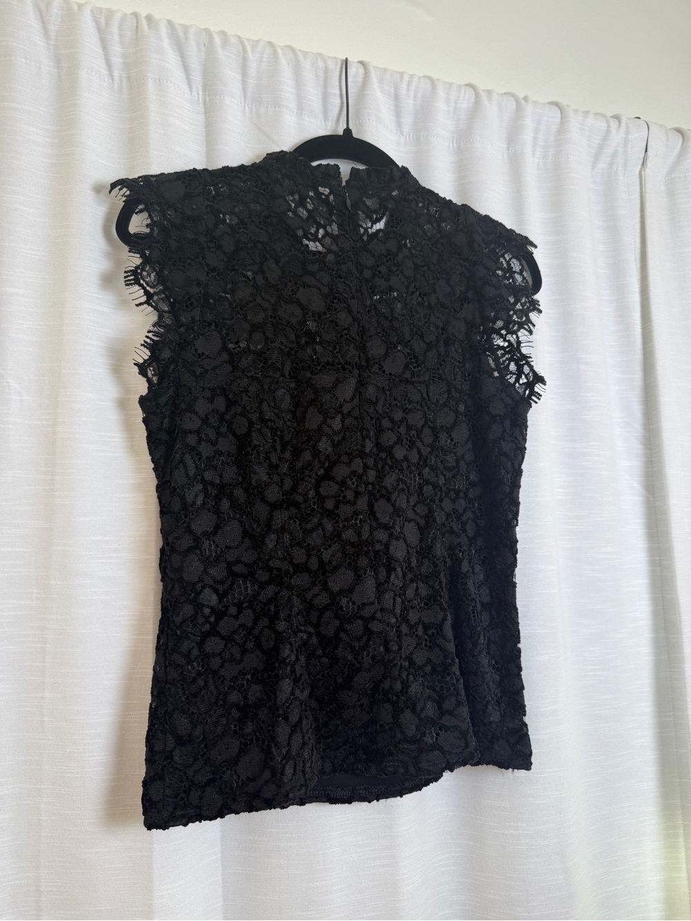 White House Black Market Black Lace Mock Neck Top | Size 2 - Picture 10 of 12